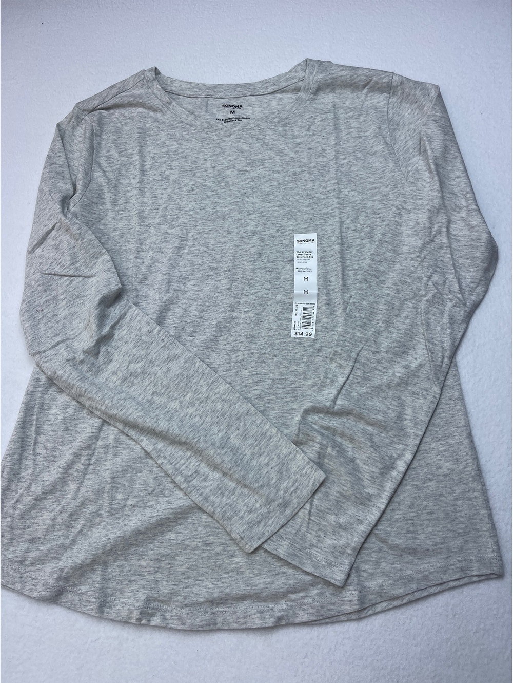 Sonoma The Everyday Long-Sleeve Crewneck Tee Medium Light Gray Heather